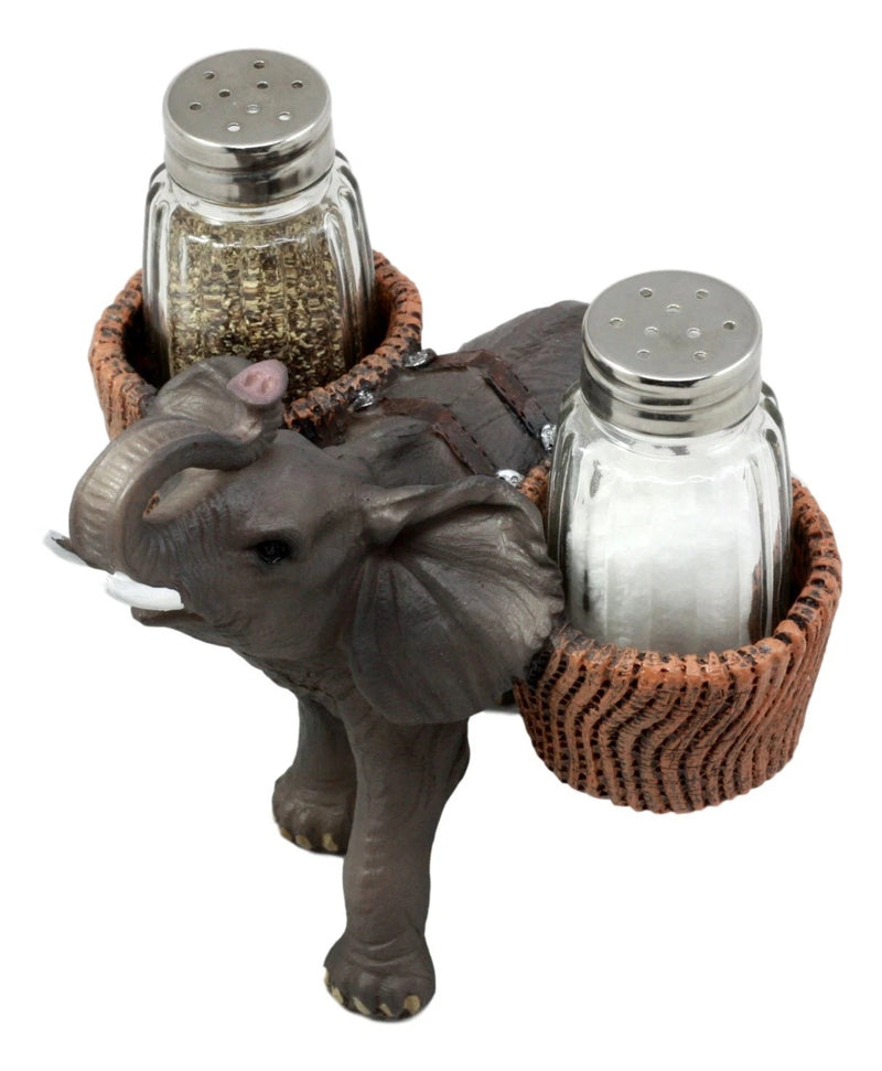 Juego de salero y pimentero de cristal con forma de elefante trompetero de Savanna Calls-3