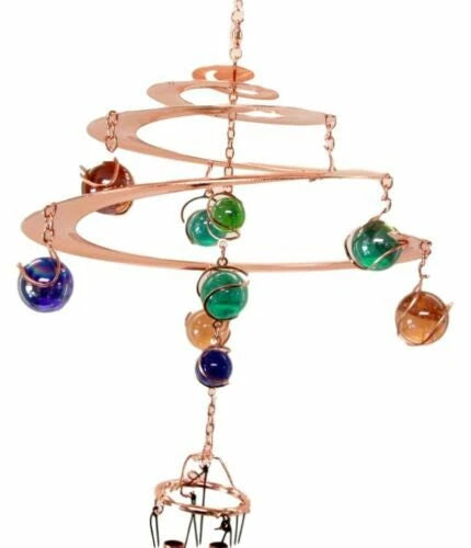 Gift Spiral Galaxy Copper Metal Wind Chime With Colorful Marbles-5