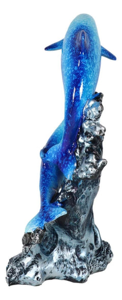 Nautical Marine Sea Ocean 2 Blue Dolphins Leaping Out Of The Reef Waves Figurine-5