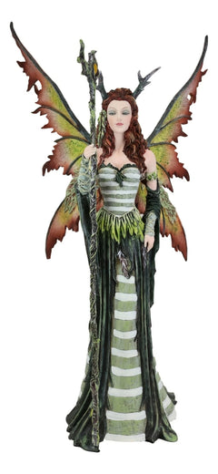 Greenwoman Dryad Fairy with Merlin's Staff Statue 19" Tall Amy Brown Fae-7