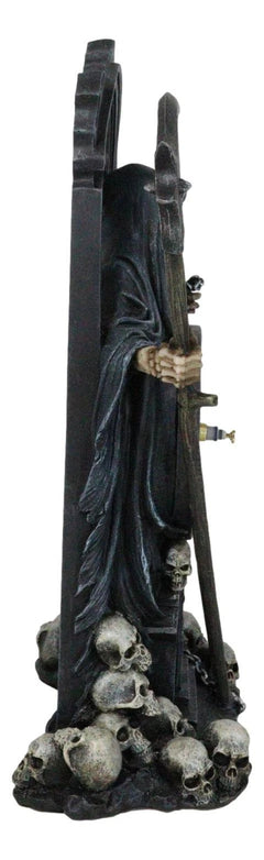 Black Death Grim Reaper With Scythe Time Waits For No Man Table Clock Figurine-6