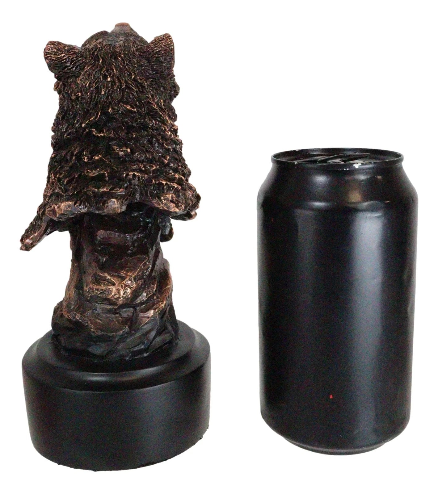 Busto de cabeza de lobo alfa aullando de Rustic Woodlands, figura de resina bronceada con base-6