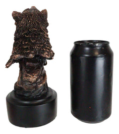Busto de cabeza de lobo alfa aullando de Rustic Woodlands, figura de resina bronceada con base-6