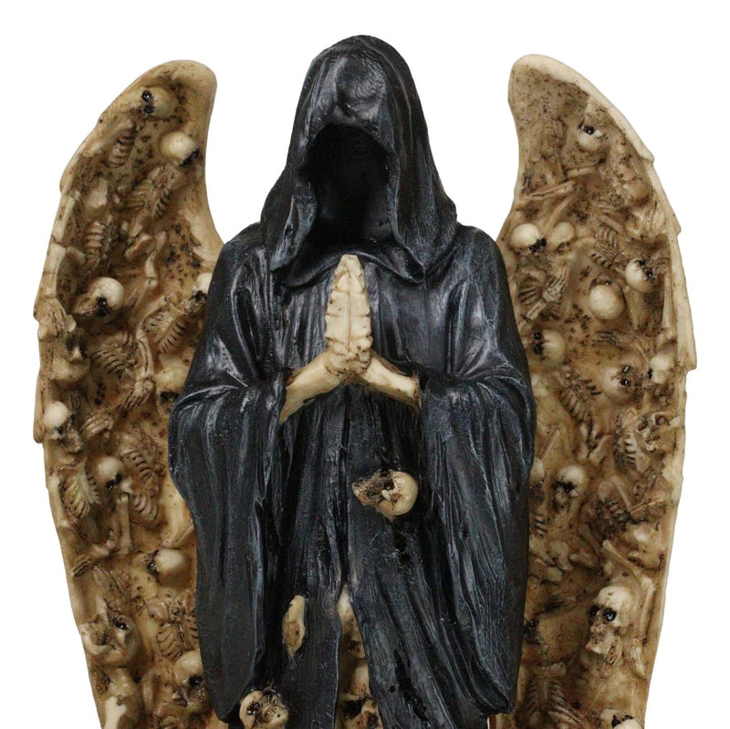 Gothic Death Prayer Grim Reaper Skeleton With Ossuary Skulls Wings Figurine-6