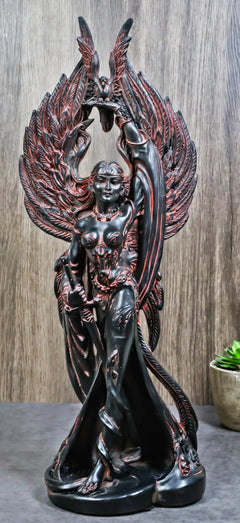 Morrigan Statue, 12" Celtic War Goddess Phantom Queen Triple Goddess Valkyrie Figurine for Shelf, Mantle, Home, or Gothic Fantasy Decor-1