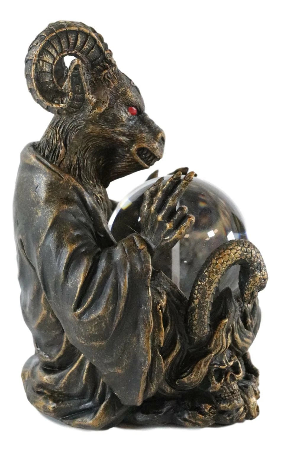 Sabbatic Goat Baphomet Pentagram Star Sigil LED Glass Gazing Ball Statue-6