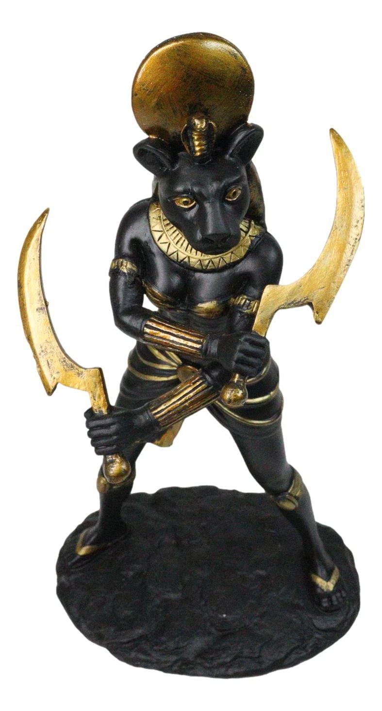 Egyptian Sun Goddess Sekhmet W/ Sickle Statue Huntress Lioness Healer-5