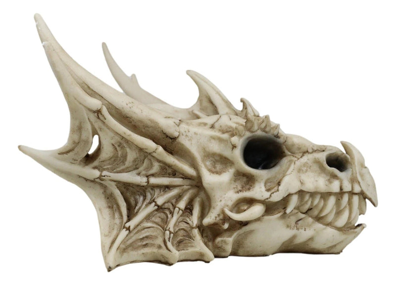 Estatua de fantasía de Grendel, cabeza de dragón, cráneo, esqueleto, fósil realista, réplica, 23 cm de largo-6
