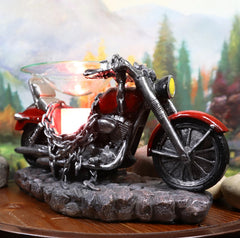 Red Vintage Motorcycle Chopper Bike Electric Oil Or Tart Burner Figurine-8