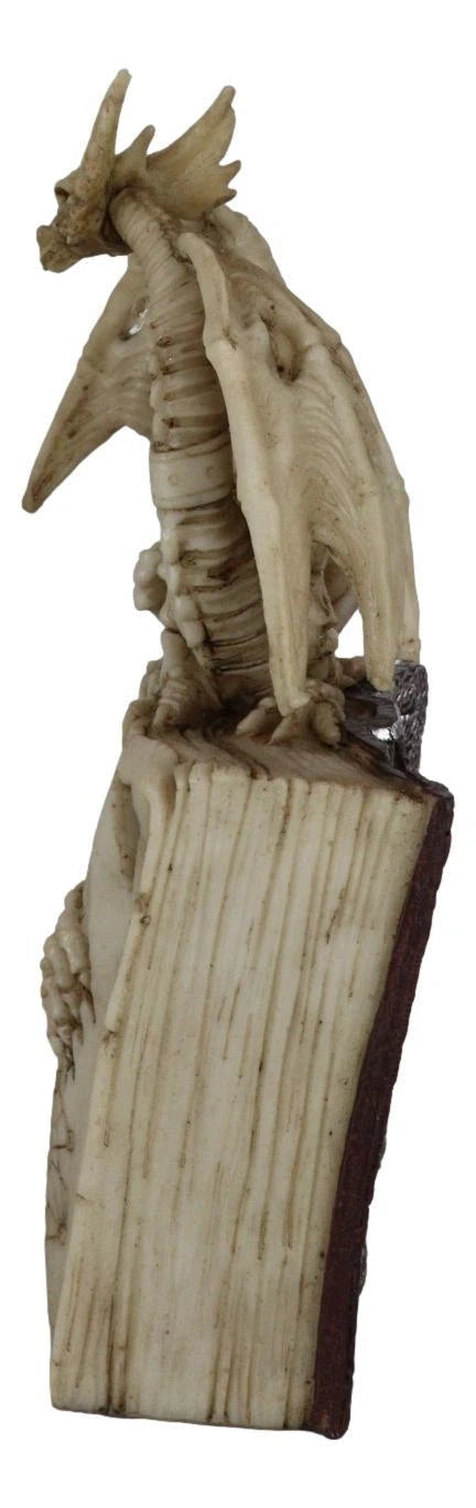 Skeleton Bone Dragon On Spell Book Of The Dead Skull Mummy LED Light Figurine-6