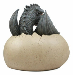 Large Nightfury Baby Dragon Hatchling In Egg Statue 10"Long Legends And Fantasy-3