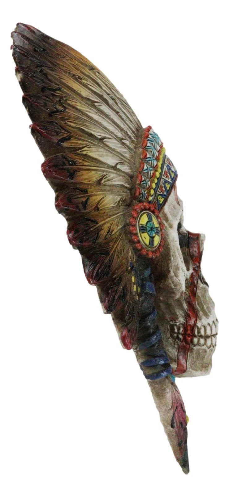 Native American Indian Chief Warpath Skull with Headdress Wall Decor Plaque-3