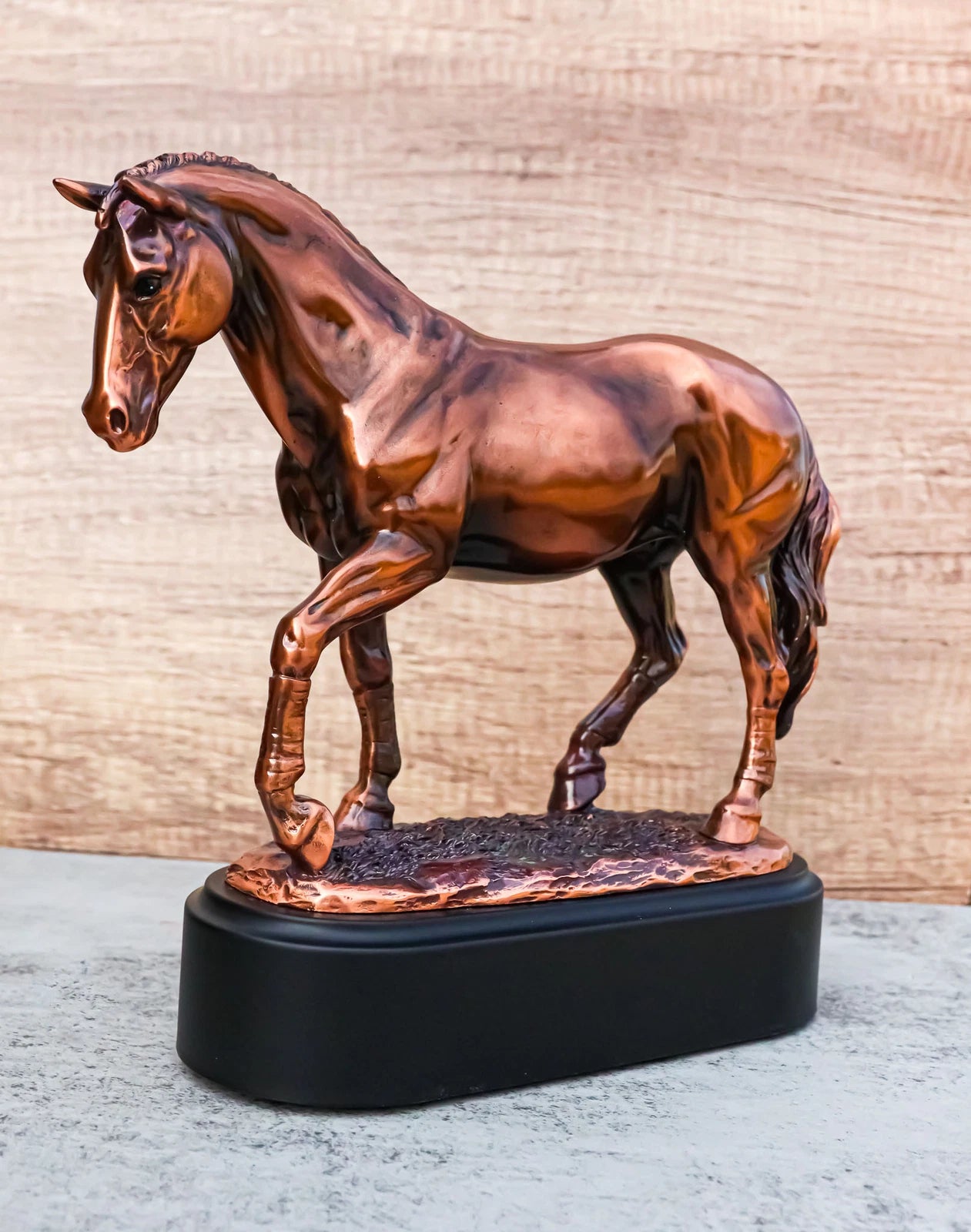 Hanoverian Mare Horse Walking The Pasture Bronze Electroplated Figurine Statue-1