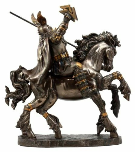 Norse Viking God Battle Cry Odin Riding On Sleipnir to Hel Figurine 9" L-4
