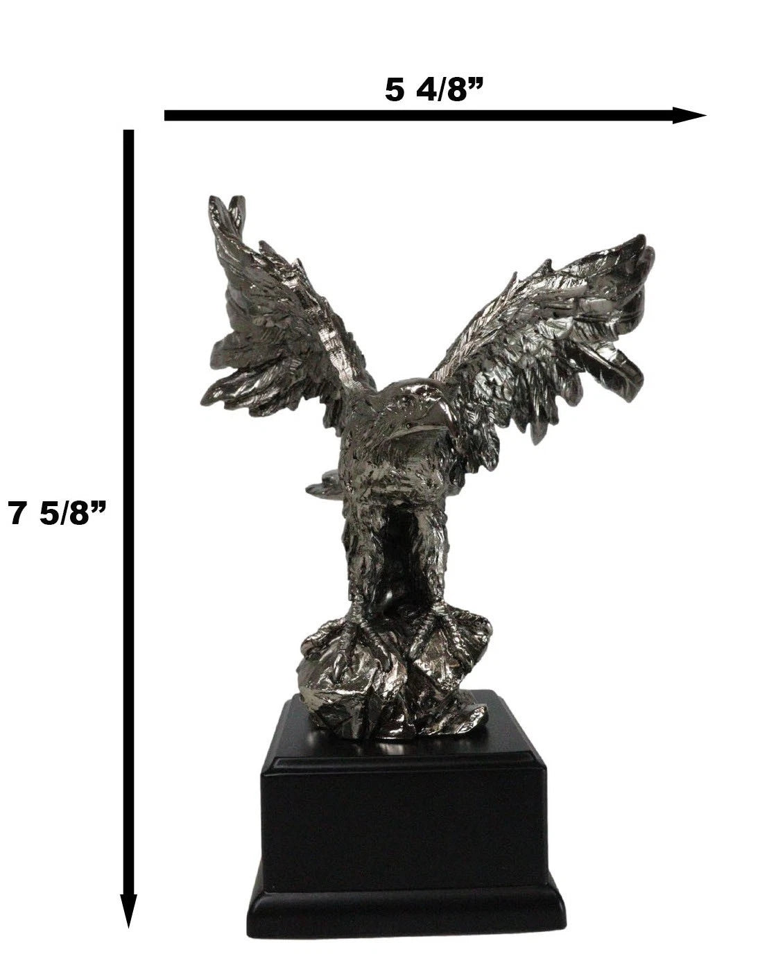Silver Wings of Glory Bald Eagle Statue 7.75"Tall Silver Electroplated Resin-7