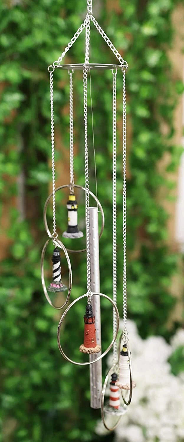 Five Ring World Famous Light Houses Decor Resonant Relaxing Wind Chime Patio-6