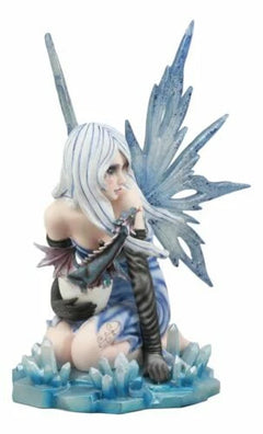 Estatua de la Diosa Elemental del Hielo, Hada Azul con cría de dragón, 31 cm de alto-5