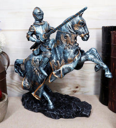 Medieval Champion Knight In Suit Of Armor With Lance On Horse Figurine-8