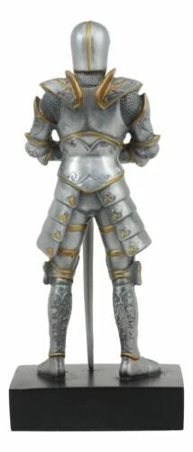 Italian Medieval Knight Statue On Black Pedestal Base 9"Tall Suit of Armor-5