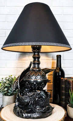 Climbing Gothic Dragon Desktop Table Lamp Statue Decor With Shade 19"H-8