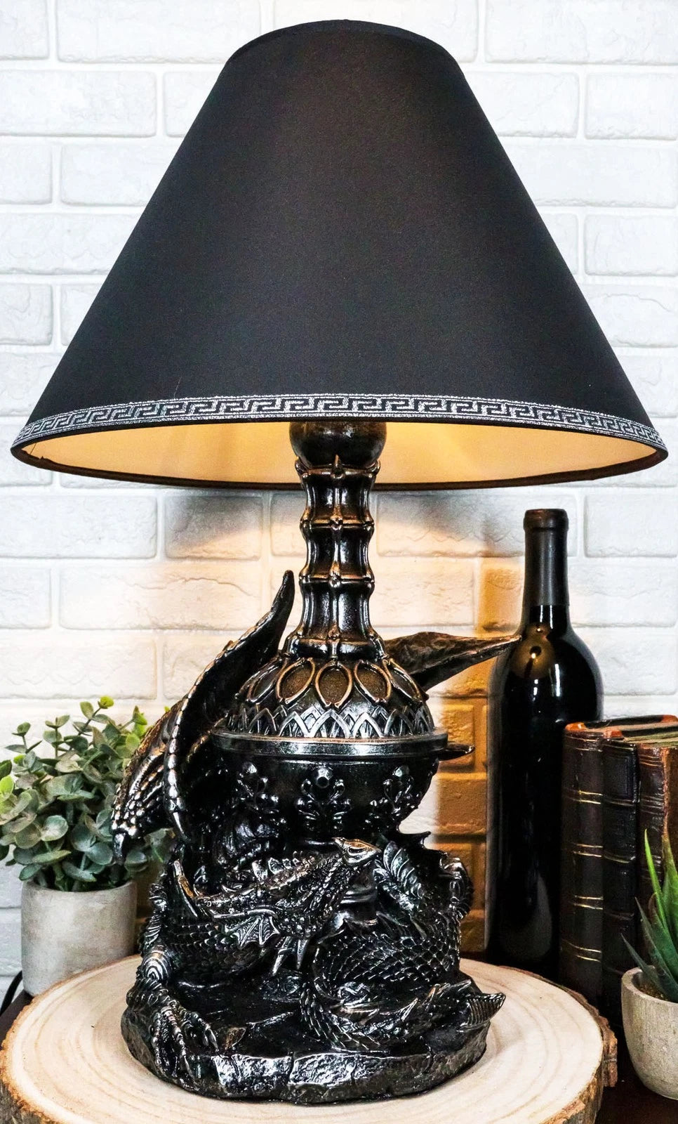 Climbing Gothic Dragon Desktop Table Lamp Statue Decor With Shade 19"H-8