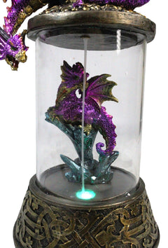 Purple Dragon Guarding Hatchling Celtic Knot Canister Backflow Incense Burner-5