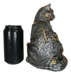 Steampunk Cyborg Cat with Clockwork Gears Nuts and Bolts Statue 8" Tall-4