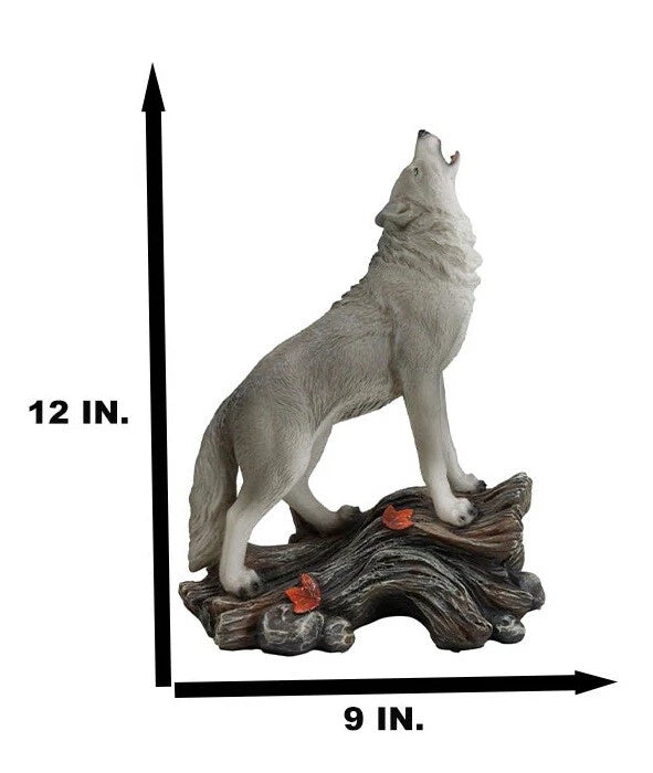 Large Cries Of The Night Howling Alpha Gray Wolf Statue 12"H Spirit Wolves Decor-6