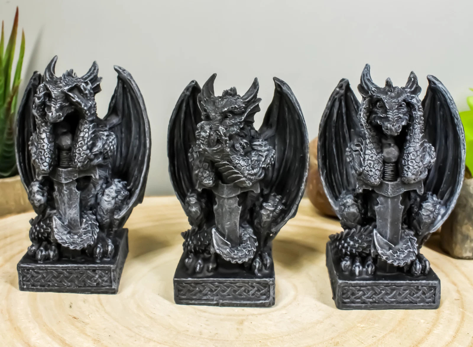 Three Wise Dragons See Hear Speak No Evil Sentinel Guardian Dragons Statue Set