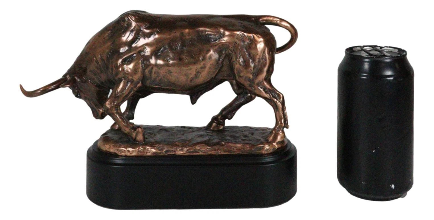 Wall Street Charging Bull Bronze Electroplated Resin Statue With Pedestal Base-5