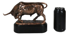 Wall Street Charging Bull Bronze Electroplated Resin Statue With Pedestal Base-5