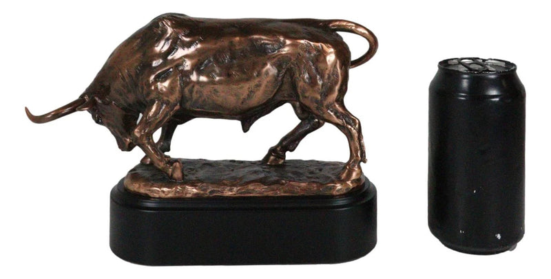 Wall Street Charging Bull Bronze Electroplated Resin Statue With Pedestal Base-5
