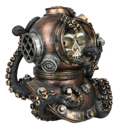 Marine Octopus Kraken Steampunk Divers Helmet With Skull Incense Cone Burner-6