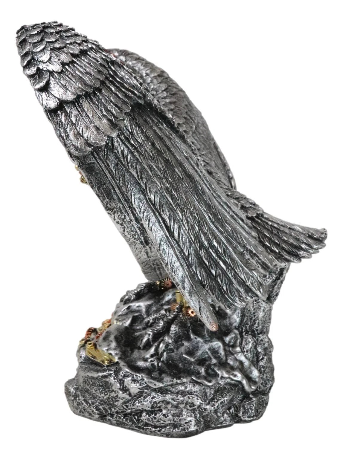 Large Geared Clockwork Steampunk Nano Cyborg Eagle with Open Wings Figurine-6