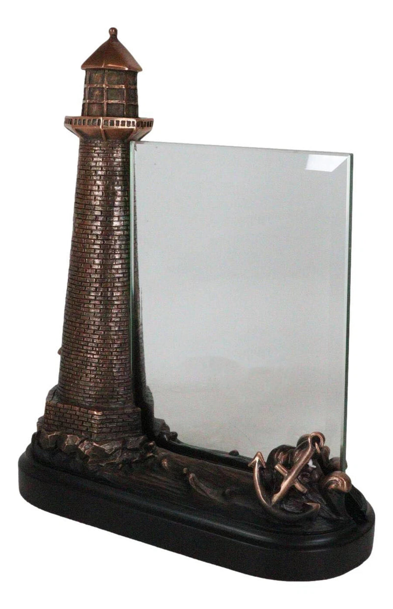 Nautical Marine Lighthouse And Ship Anchor Figurine With 5"X7" Engravable Glass-5