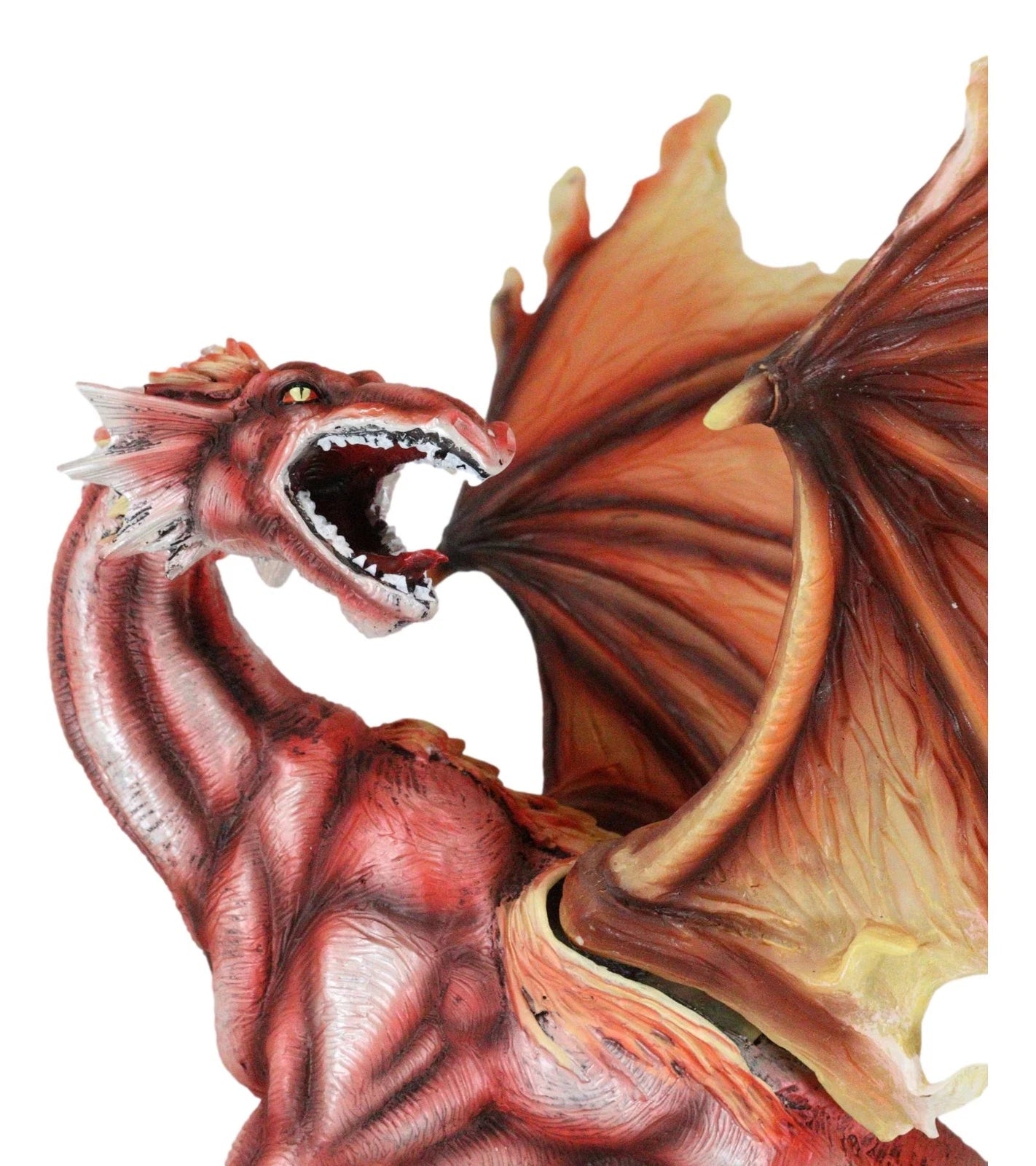 Large Red Magma Lava Smaug Dragon On Volcanic Rock Statue Fantasy Home Decor-4