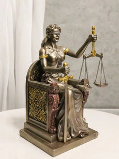 Seated Lady Justice Statue 8"Tall Greek Goddess La Justica Dike Figurine-2