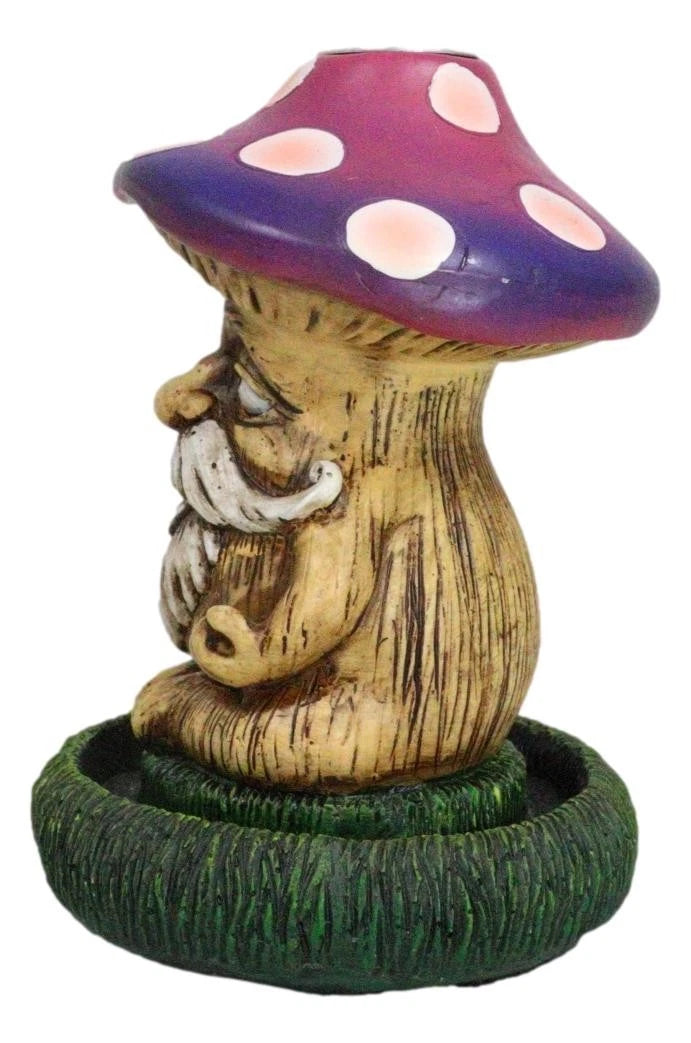 Whimsical Purple Toadstool Mushroom Greenman On Greens Backflow Incense Burner-4
