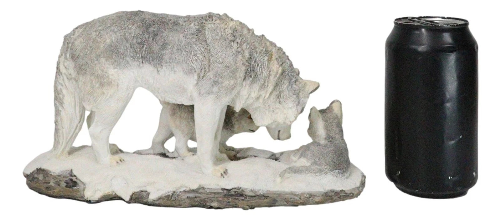 Estatua familiar de una loba de nieve invernal con sus crías, 24 cm de largo, de Habitantes del Crepúsculo-4
