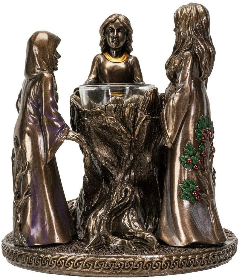 Triple Goddess Candle Holder, Mother Maiden Crone Figurine Home Decor for Living Room, Bedroom, Meditation Space, Witchcraft, Pagan, or Spiritual Display-4