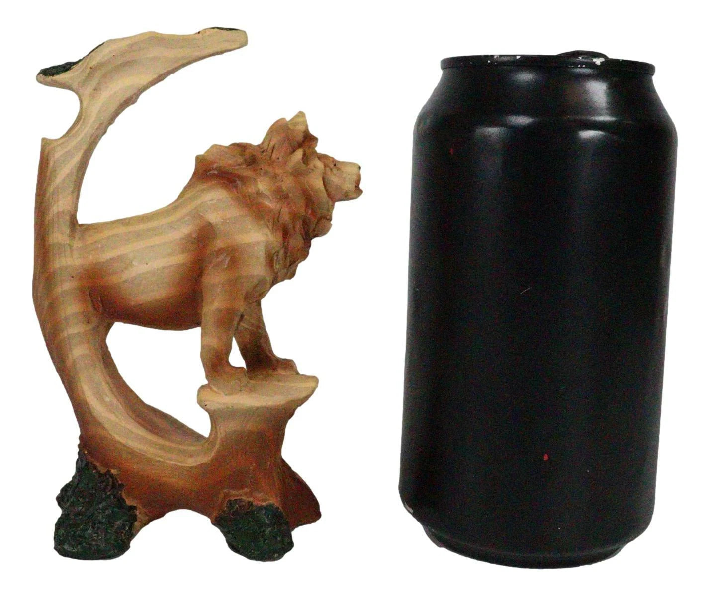 Safari Apex Predator Big Cat Lion King Faux Wood Cutout Carving Resin Figurine-3