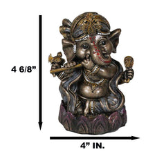 Hindu God Ganapati Baby Ganesha Playing Flute On Lotus Backflow Incense Burner-8