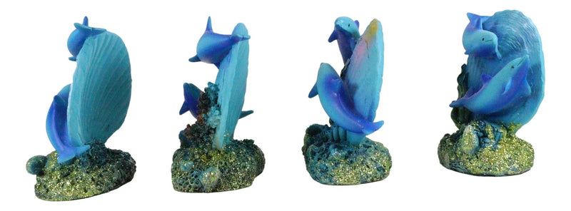 Nautical Ocean Marine Reef Swimming Dolphins Fish W/ Clams Mini Figurines-4