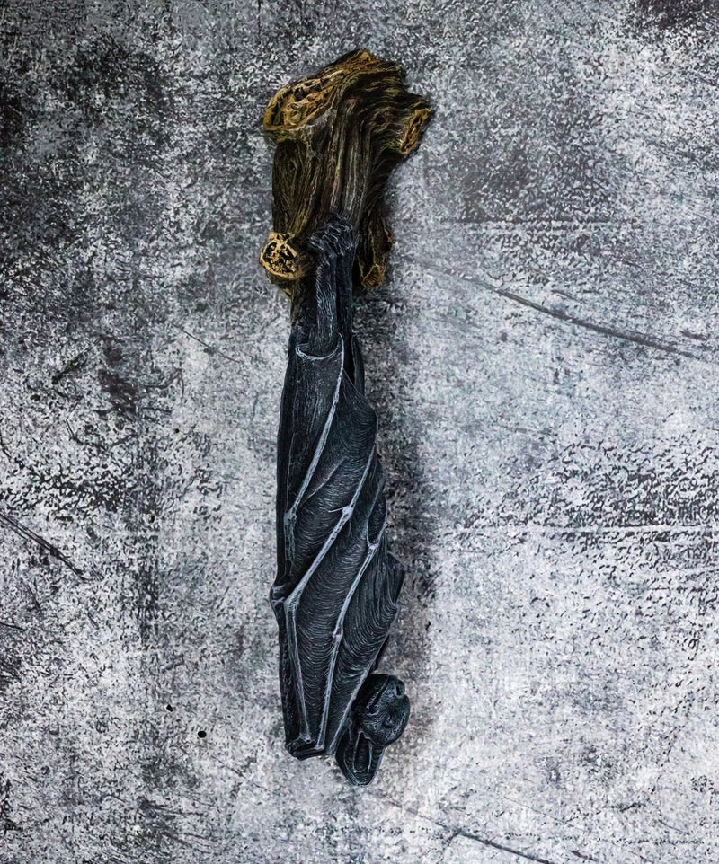 Nocturnal Sleeping Bat Wrapped In Wings On Tree Branch Wall Decor Figurine-2