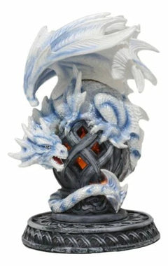 Celtic Tomb Guardian White Icycle Dragon Backflow Cone Incense Holder-7