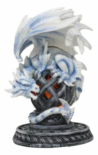 Celtic Tomb Guardian White Icycle Dragon Backflow Cone Incense Holder-7
