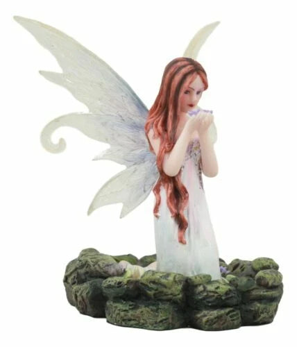 Lavender Fairy Lady Of The Lake Statue 6"Tall Water Elemental Fairy Figurine-7
