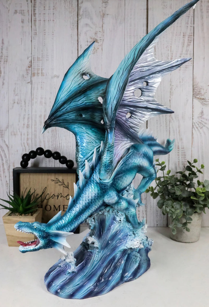 Large Flying Sea Dragon Statue 16.5"Long Mythical Fantasy Ocean Dragon Lord-2