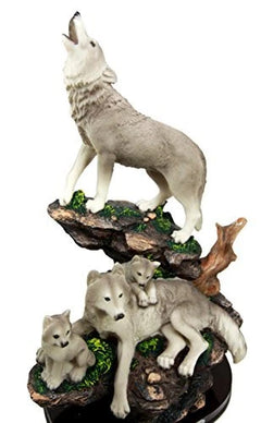 Moon Howling Timberwolves Wolf Pack Family Decorative Figurine 8.5"H-6