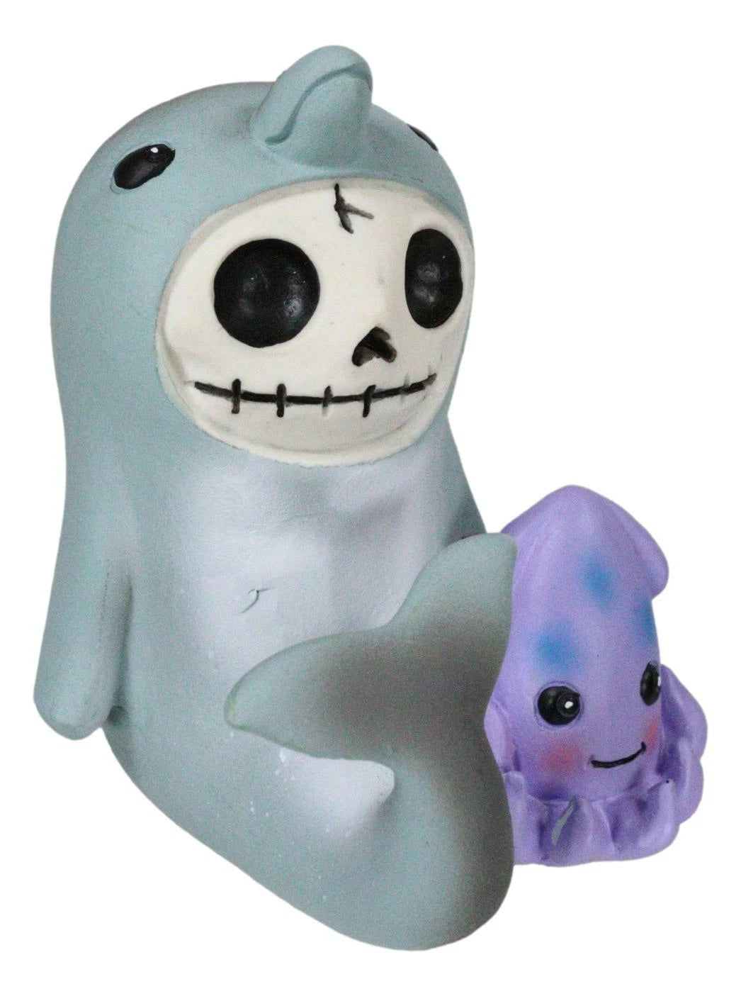 Furrybones Sonar Sea Dolphin Fish With Purple Squid Skeleton Figurine Furry Bone-4